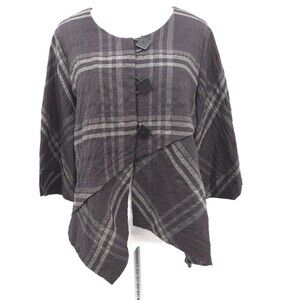Ali Miles Art To Wear Asymmetric black Plaid Tunic Top Size MP